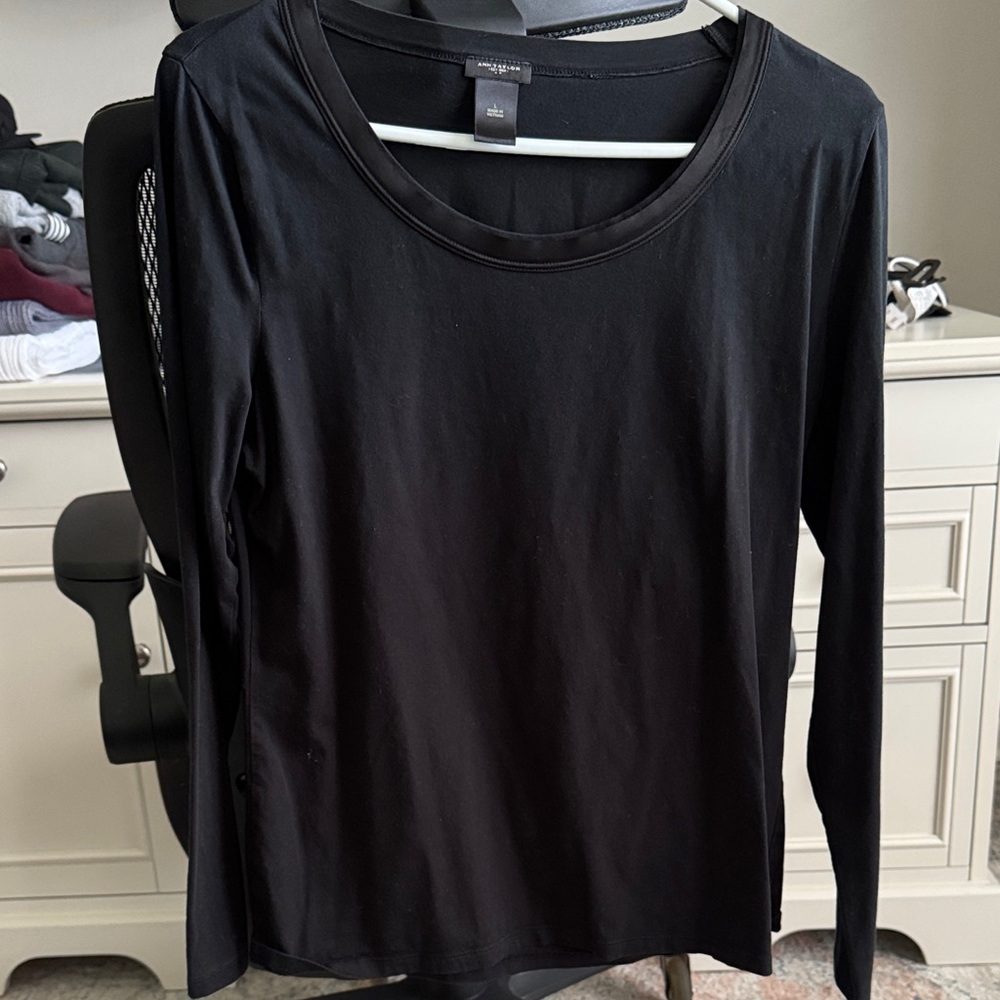 LOFT Elegant Black Long Sleeve Top